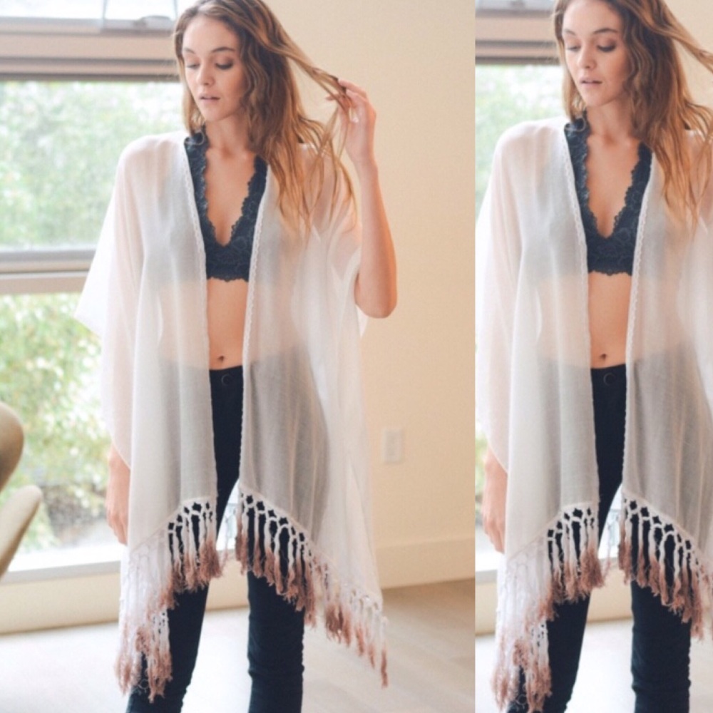 Pink Ombré Tassel Kimono